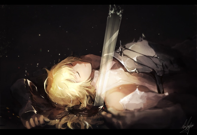indoors, studio shot, close-up, anime girls, illuminated, 1080P, night, transparent, transfer print, Saber, glass, still life, glass - material, plastic