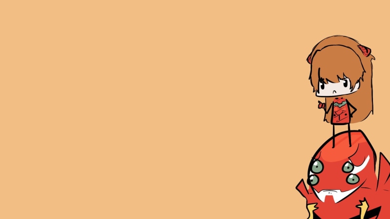 relaxation, brown, orange color, close-up, representation, copy space, single object, Asuka Langley Soryu, Neon Genesis Evangelion, anime, colored background