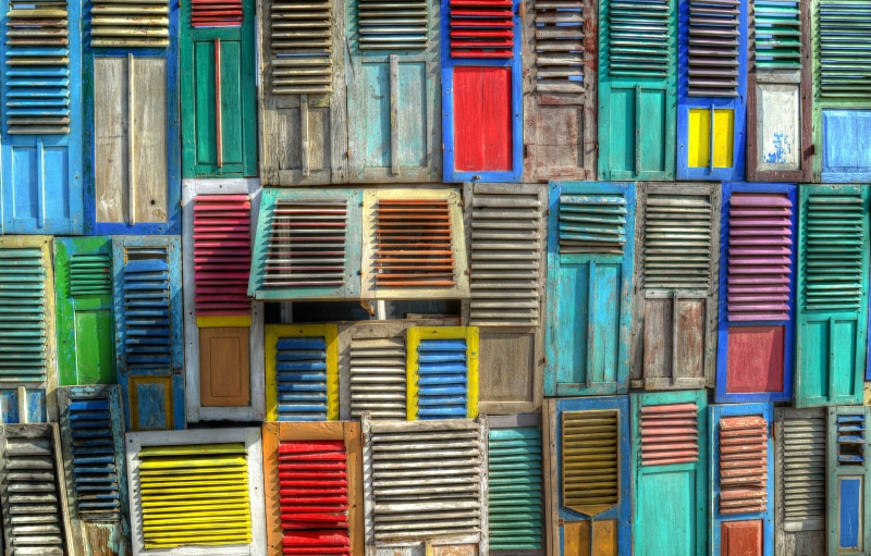 shutters, old, in a row, variation, architecture, colorful, abundance, board, no people, travel, modern, europe, building, arrangement, wall, assorted