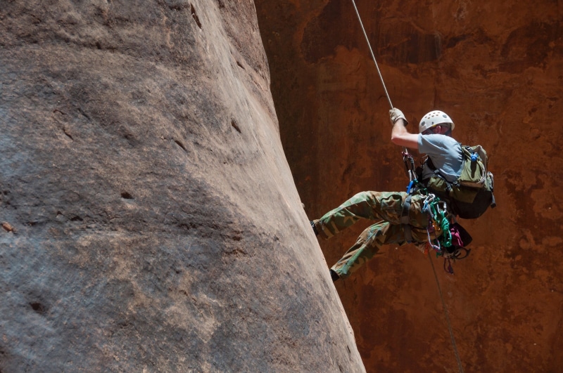 usa, solid, danger, wall, rope, rock - object, leisure activity, outdoors, sport, high, helmet, utah, headwear, climbing, climbing equipment, extreme sports