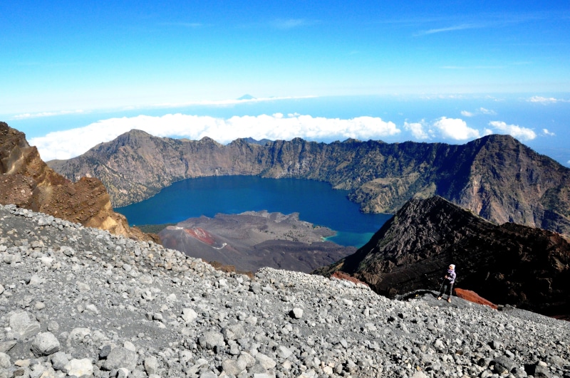 water, arid climate, rock, mountain peak, adventure, tranquility, indonesia, hike, panorama, scenics - nature, 4K, mountain range, formation, sky, volcanic crater