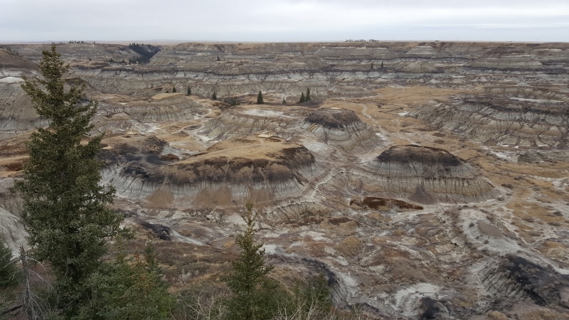 landscape, rock formation, tranquility, land, badlands, dry river bed, climate, solid, dinosaurs, ancient, eroded, geology, sky, desert, canada, fossils
