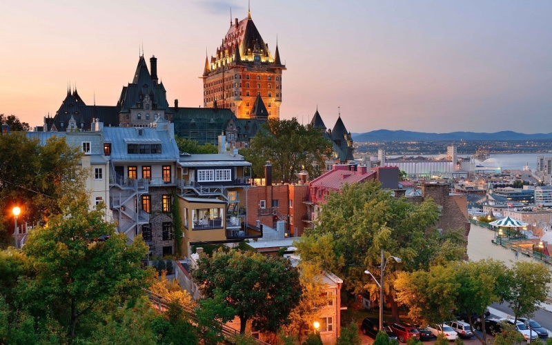 city, Quebec, building, Canada, 1080P, trees