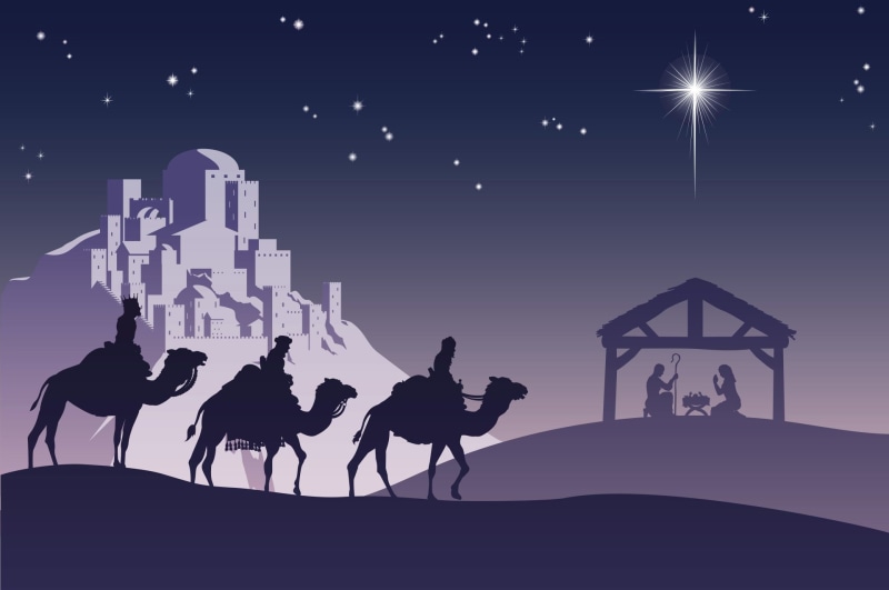 Night, Town, Holiday, Stars, The Three Wise Men, 1080P, Christmas, Camel, Jesus, Mary (Mother of Jesus)