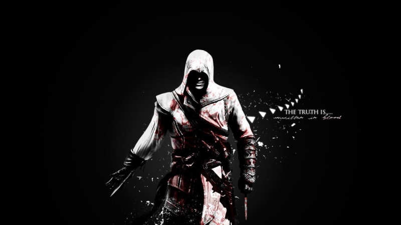 s, people, the past, horror, costume, Assassins Creed, front view, copy space, adult, video games, night, stage, studio shot, Ezio Auditore da Firenze