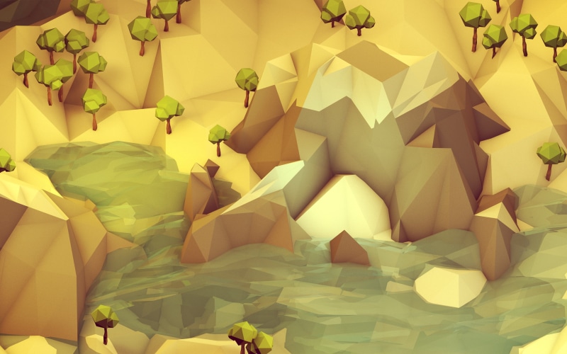 hd, abstract, art, trees, polygon, digital/artwork, 2K