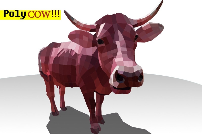 480P, red, animals, cow, polygon art, abstract