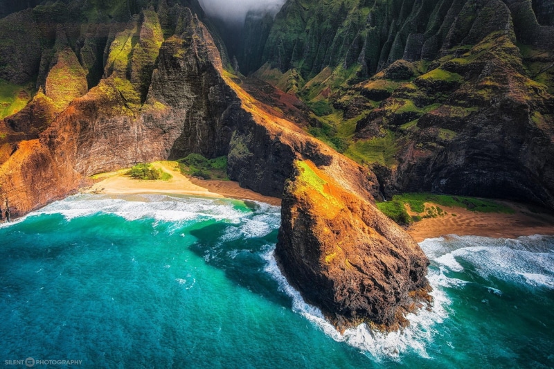 panoramma mountains, 1080P, mountain, brown, island, Ocean, sea, Hawaii, near