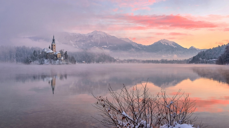 reflection, pilgrimage church of the assumption of maria, no people, assumption of mary pilgrimage church, plant, scenics - nature, mountain range, church
