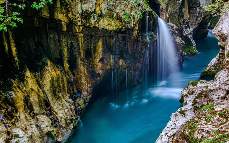 green, park, 1080P, canyon, slovenia, blue, hd, grand, river, national, triglav, photo