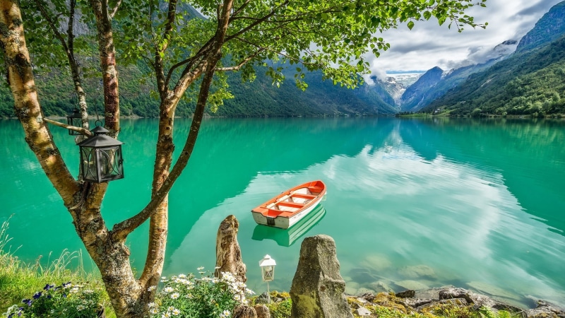 romantic, julian alps, canyon, slovenia, boat, bohinj valley, alps, lanterns, scenic, mountain range, mountain lake, fabolous, national park, lake, lake bohinj