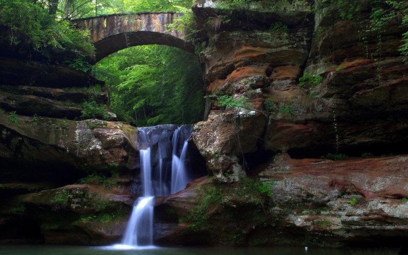 scenics - nature, rock formation, day, no people, Old Mans Cave, blurred motion, 2K, landscape, waterfall, rock - object, solid, flowing, power in nature