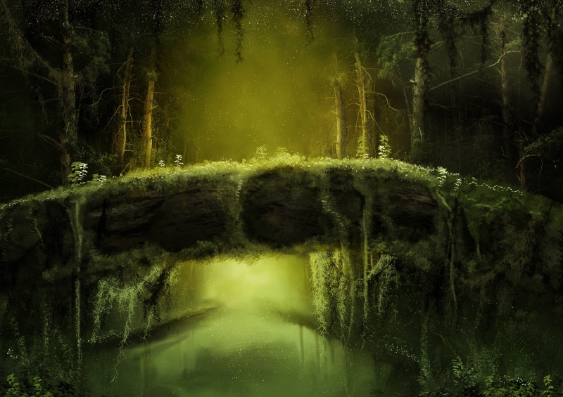 waterfront, tranquil scene, water, growth, fairy tale, gloomy, woodland, idyllic, land, dark, fantasy, outdoors, lush foliage, reflection, trees, 4K, mysterious
