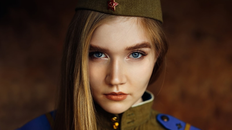 face, young women, indoors, portrait, young adult, blue eyes, beauty, child, adult, headshot, hairstyle, contemplation, Soviet Union, blond hair, front view