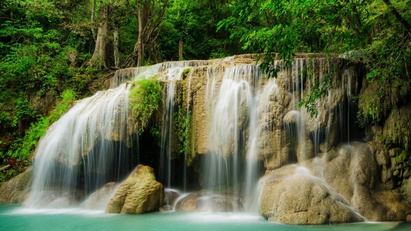 national park, asia, erawan falls, erawan national park, 4K, waterfall, body of water, thailand, forest