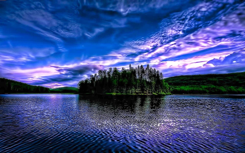 1080P, vacation, nature, trees, beauty, mountain, lake, wave, 3d and abstract, dreams, blue