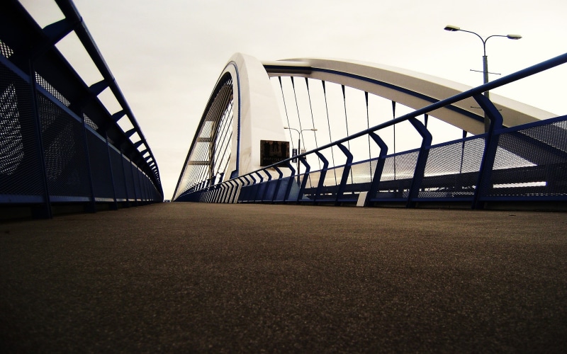 white, metal, surface level, low angle view, architecture, connection, 2K, bicycle, the way forward, Bratislava, sky, Slovakia, nature, modern, bridge - man made structure