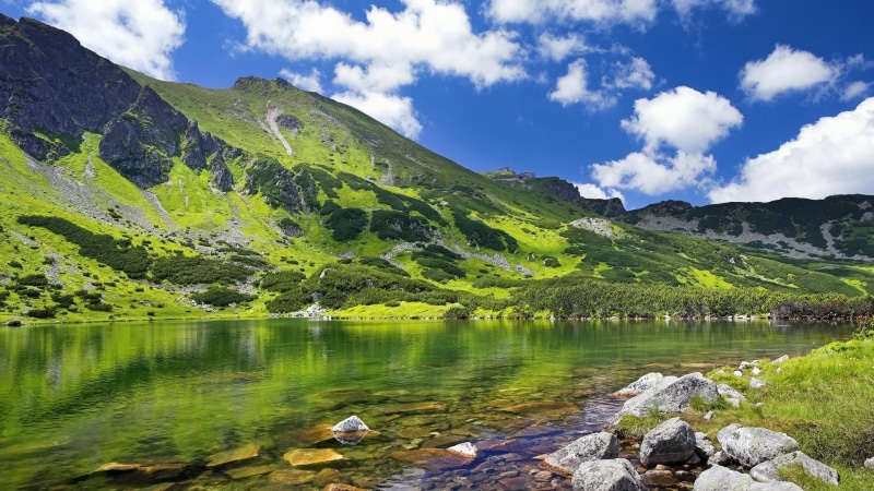 tranquil scene, nature, scenics - nature, tranquility, no people, mountain, 1080P, water, landscape, green color, europe, lake, beauty in nature, idyllic