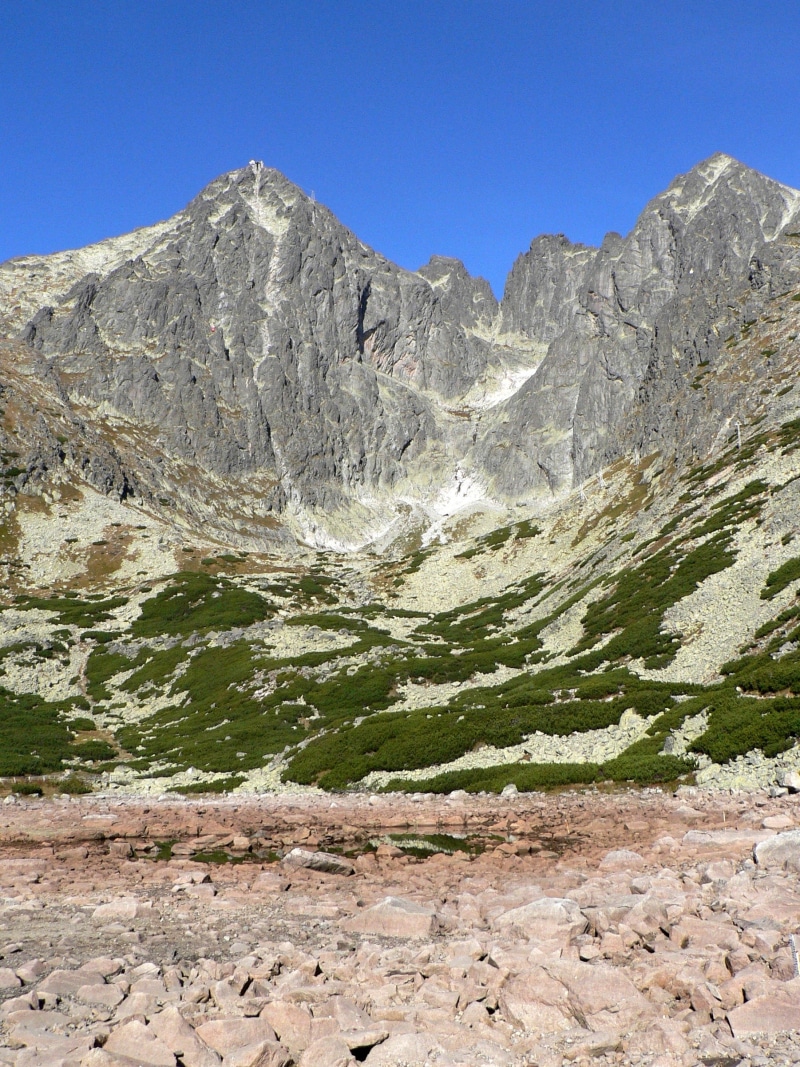 high tatras, lomnicky peak, clear sky, tranquility, tranquil scene, geology, sky, 1080P, environment, rock, mountain peak, outdoors, arid climate, vysoké tatry