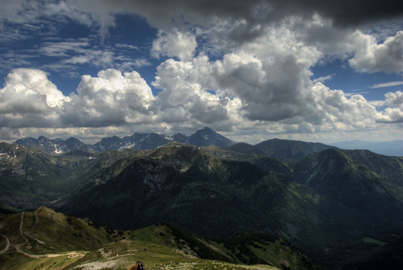 sky, idyllic, scenics - nature, tatry, travel destinations, tops, landscape, clouds, dramatic landscape, day, mountain, majestic, poland, nature, tranquil scene