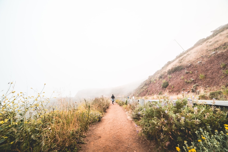 young, non-urban scene, sport, sporty, the way forward, rural Scene, road, scenics - nature, alone, people, landscape, footpath, sky, outdoors, mountain