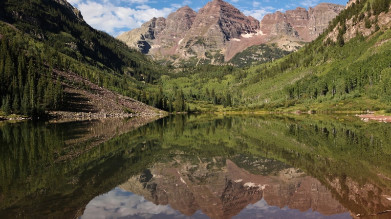tranquil scene, non-urban scene, mountains, tranquility, 1080P, sky, mountain range, maroon bells, lake, plant, day, landscape, waterfront, rocky, beauty in nature