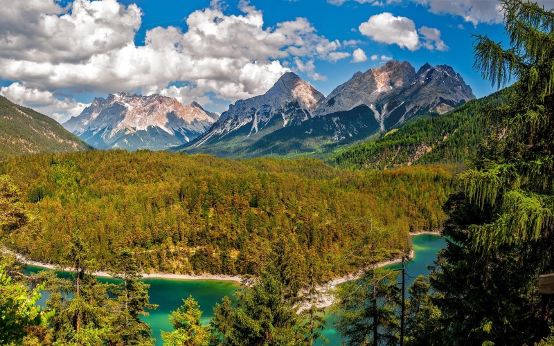 town, zugspitze, austria, germany, 2K, garmisch, europe, wetterstein, south, border, peak, m, partenkirchen, highest, mountains