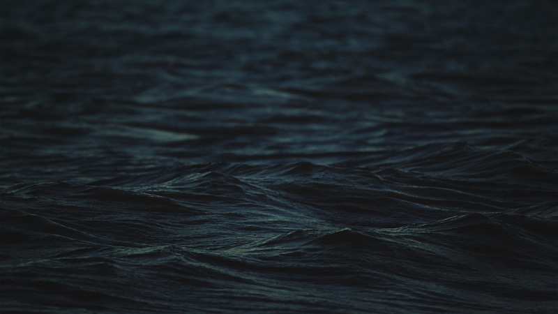 4K, depth of field, simple, blue, waves, sea, dark, water