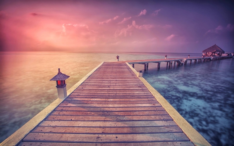 ocean, beauty in nature, nature, sky, 1080P, wood - material, summer, sea, tropical, cloud - sky, horizon over water, landscape, horizon, the way forward