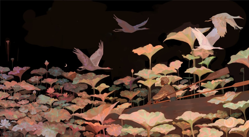 change, flowering plant, birds, floating on water, flower, plant, surreal, 1080P, beauty in nature, outdoors, plant part, autumn, growth, vulnerability