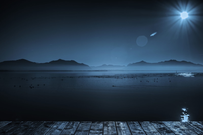 nature, lens flare, beauty in nature, moonlight, no people, night, chiemsee, 2K, moon, tranquil scene, germany, wood - material, peak, scenics - nature