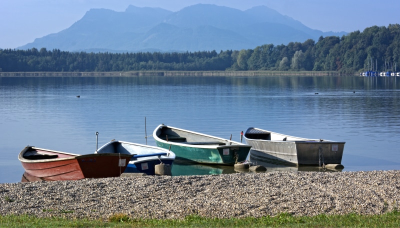 scenic, nature, landscape, outdoors, chiemsee, lakeshore, chiemgau, mountains, bavaria, rowboat, beach, beauty in nature, holiday, nautical vessel, waters