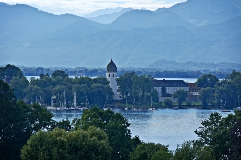 river, building exterior, religion, of course, mountain, view, nature, holiday, scenics - nature, spirituality, scenic, place of worship, upper bavaria