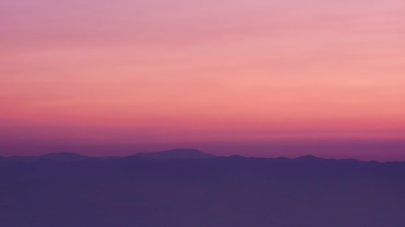pink color, mountsin, summer, landscape, sky, sun, tranquility, copy space, nature, red, blue, idyllic, silhouette, orange Color, purple, fog, hill, scenics - nature