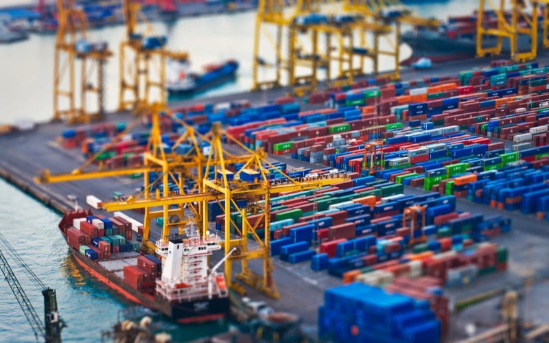 stacking, selective focus, ukraine, export, model, freight Transportation, quayside, no people, delivering, commercial Dock, machinery, day, crane - Construction Machinery