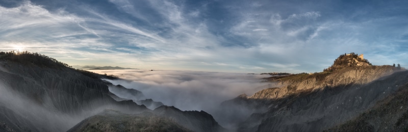 canossa, outdoors, Italia, clouds, reggiano, areal, fog, badlands, nature, reggio  emilia, Castello, appennino, di, photo, nikon  d800e, mountain Peak