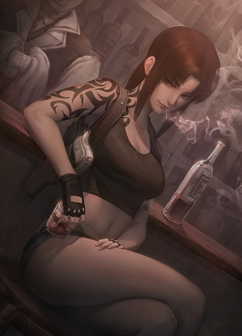 2K, Anime Girls, Revy, Black Lagoon, anime