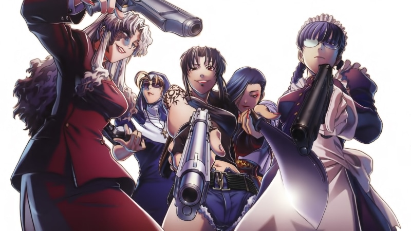 anime, Balalaika, Revy, Roberta, Black Lagoon, 1080P, anime girls, gun