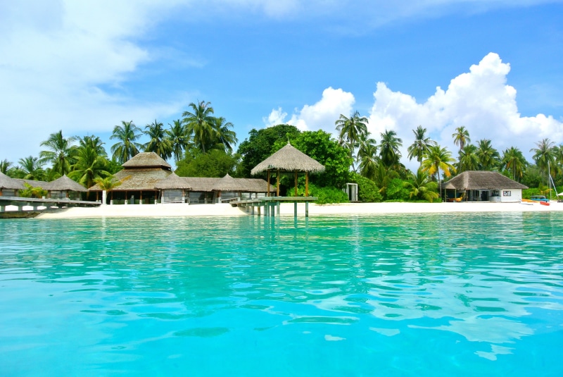 relaxation, swimming Pool, turquoise Colored, cloud, plant, summer, ocean, tree, holiday, sea, beauty in nature, architecture, thatched roof, travel, outdoors
