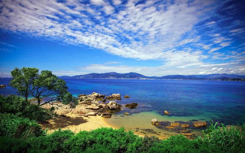 island, corsica, beach, photo, france, porticcio, hd, 2K, coast, mobile, phone