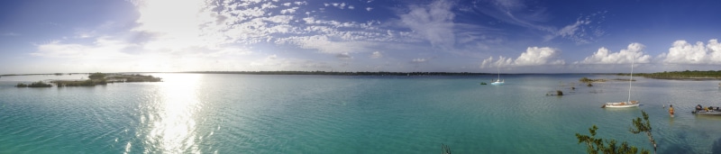 reflection, sea, plant, nature, panoramic, tranquil scene, outdoors, lagoon, no people, 7colores, cloud - sky, fergomez, beauty in nature, mexico, bacalar