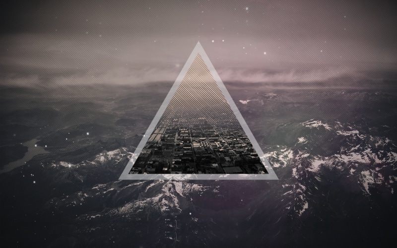 high Up, sky, outdoors, logo, no People, travel, shape, travel destinations, triangle shape, business, night, famous Place, digital composite, journey