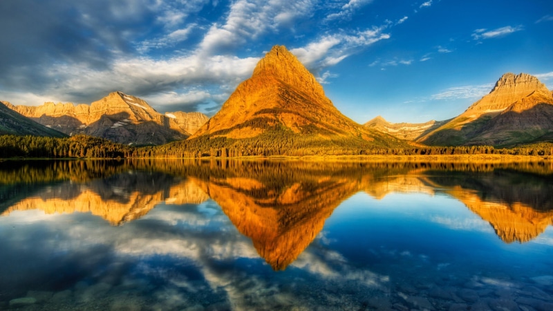 sky, cloud - sky, swiftcurrent lake, usa, photography, travel destinations, beauty in nature, montana, mount grinnell, national park, glacier national park