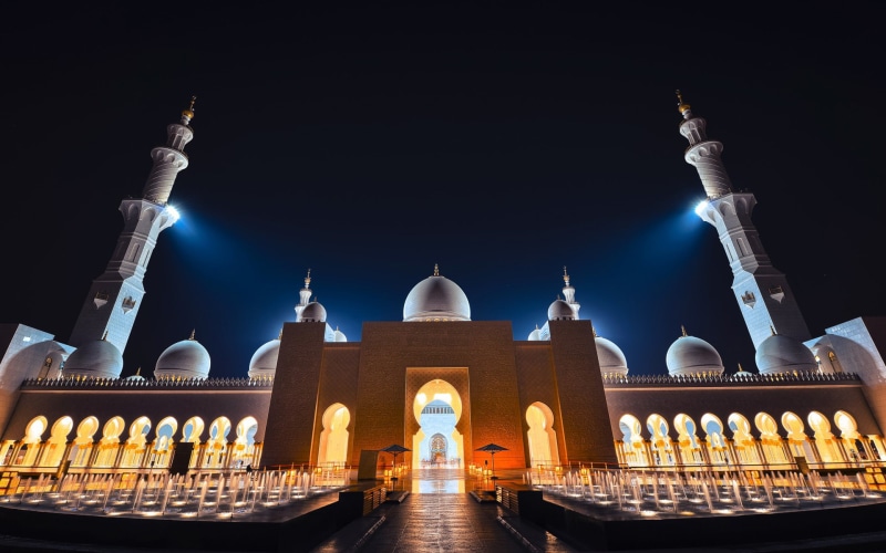 hd, grand, mosque, night, arab, dhabi, sheikh, zayed, 1080P, lighting, abu, emirates, united