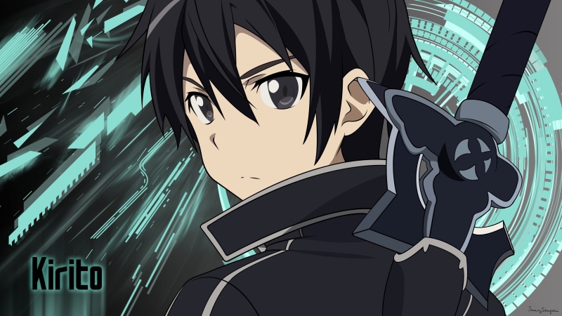 Kirigaya Kazuto, anime, ALfheim Online, Sword Art Online, player, 4k, by suzysenpai, coat of midnight, ken, sword, asian, Kirito, manga, boy, game, strong