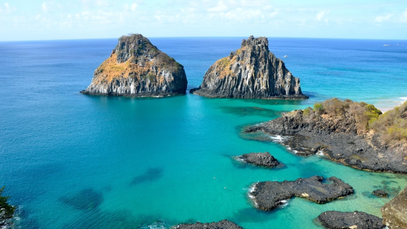 fernando de noronha, solid, rock, islet, bay, no people, nature, rock formation, formation, 4K, tranquil scene, blue, beauty in nature, island, archipelago