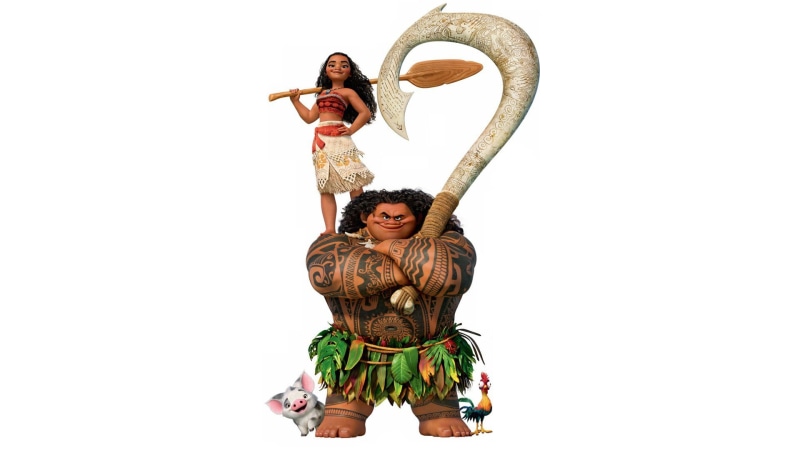 piglet, Dwayne Johnson, whalebone, Maui, movie, wave, rooster, hd, fang, Walt Disney Pictures, demigod, swine, comedy, hero, chicken, staff, raft, bone