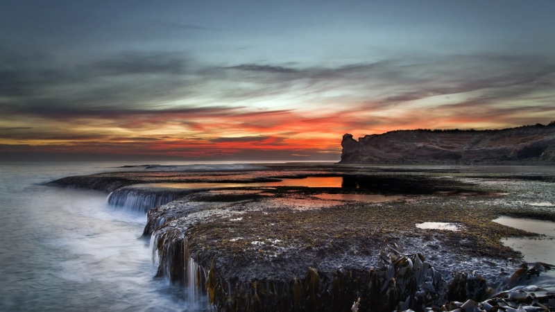 waves, scenery, beach, motion, reflection, long exposure, scenic, stone, land, nature, no people, shoreline, sunrise, calm, tourism, day, lake, cloud, tranquil scene