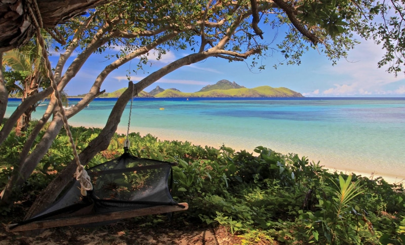 hammock, ocean, lagoon, islands, exotic, tropical, view, fiji, blue, south-pacific, paradise, beach, sand, island, 2K