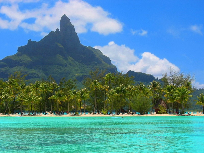 lagoon, blue, south pacific, french, island, polynesia, resort, atoll, ocean, pacific, 1080P, tahiti, sand, tropical, white, oceania, peak, bora, south